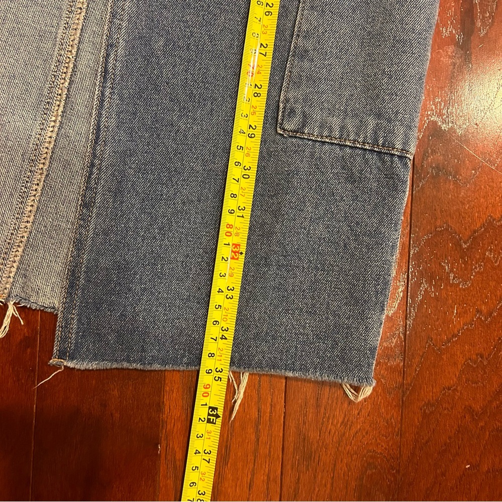 Pacsun Indigo Cargo Midi Skirt size Small high-rise stretchy material front slit - Picture 7 of 10